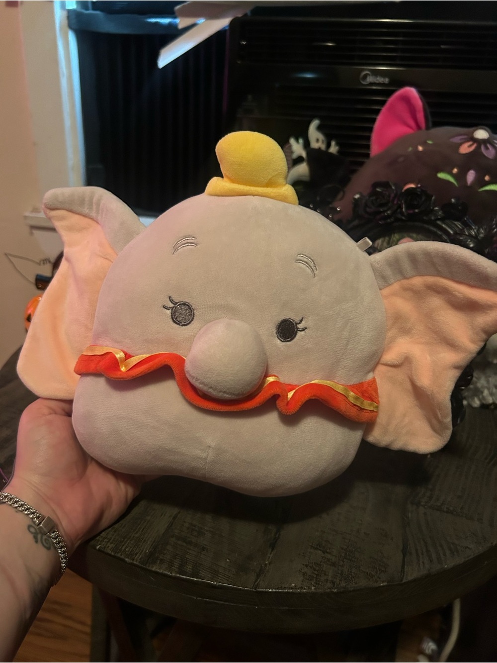 Plush Dumbo Stuffed Toy - Soft Gray with Yellow Hat